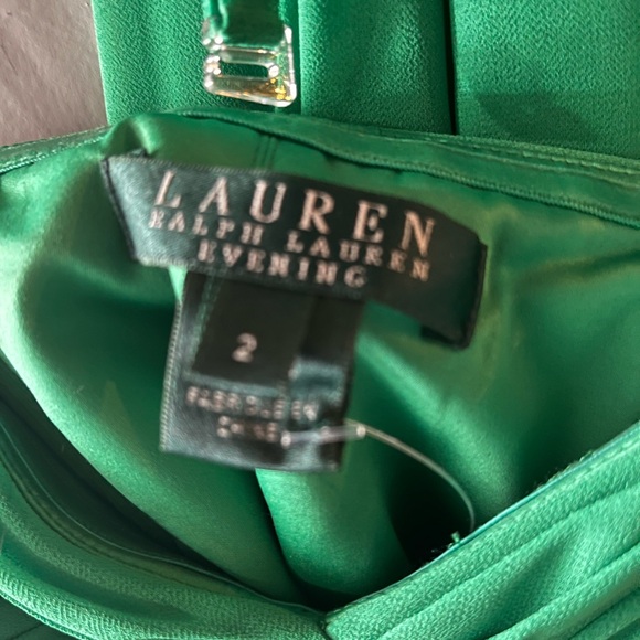 ‘RALPH LAUREN EVENING’ EVENING GOWN KELLY GREEN / SIZE 2. - Picture 6 of 9